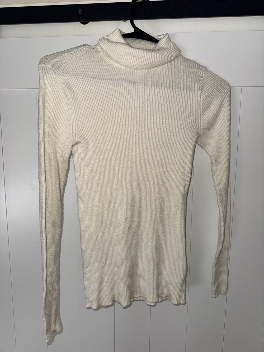 Express Ivory Ribbed Cowl Neck Turtleneck Sweater - Women
